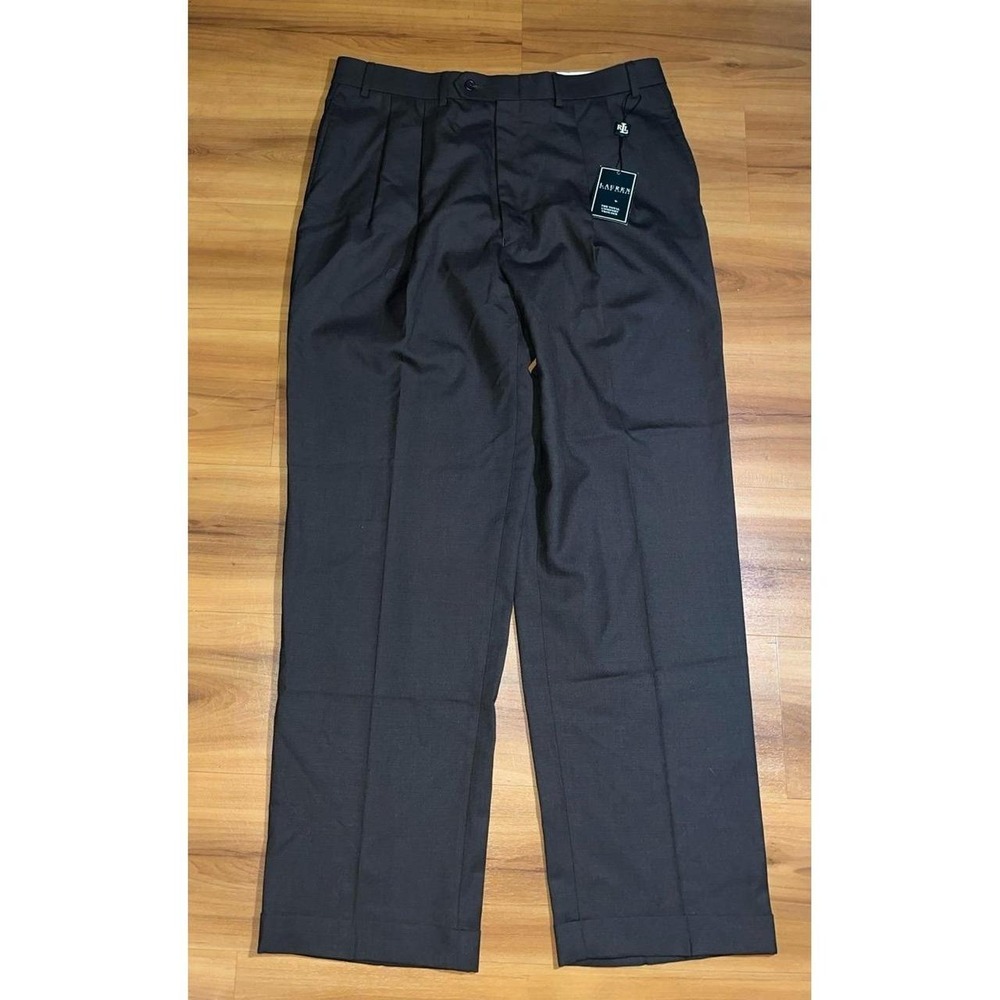 NWT Lauren Ralph Lauren 100% Wool Chocolate Pleated Business Casual Dress Pants